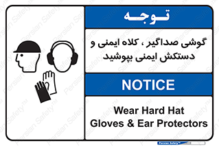 Safety sign: Wear Hard Hat, Gloves & Ear Protectors – design 10323
