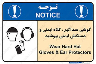 Safety sign: Wear Hard Hat, Gloves & Ear Protectors – design 10323