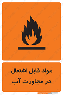 تابلوی ایمنی مواد قابل اشتعال در مجاورت آب – طرح 10506