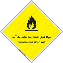 تابلوی ایمنی مواد قابل اشتعال در مجاورت آب – طرح 10506