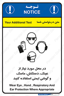 Safety sign: Wear Eye , Hand , Respiratory And Ear Protection Where Appropriate – design 10774