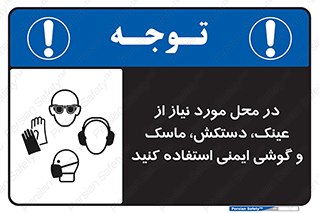 Safety sign: Wear Eye , Hand , Respiratory And Ear Protection Where Appropriate – design 10774