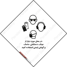 Safety sign: Wear Eye , Hand , Respiratory And Ear Protection Where Appropriate – design 10774