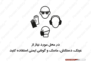 Safety sign: Wear Eye , Hand , Respiratory And Ear Protection Where Appropriate – design 10774