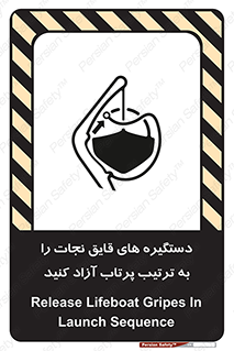 Safety sign: Release Lifeboat Gripes In Launch Sequence – design 11314