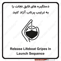 Safety sign: Release Lifeboat Gripes In Launch Sequence – design 11314