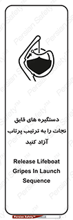 Safety sign: Release Lifeboat Gripes In Launch Sequence – design 11314