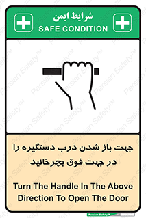 تابلوی ایمنی جهت باز شدن درب دستگیره را در جهت فوق بچرخانید – طرح 11916