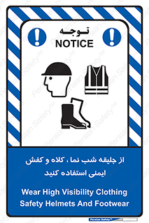 Safety sign: Wear High Visibility Clothing Safety Helmets And Footwear – design 11925