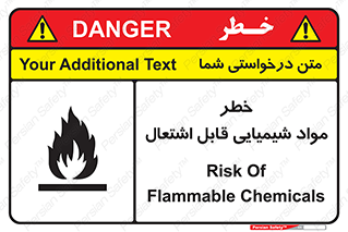 تابلوی ایمنی خطر مواد شیمیایی قابل اشتعال – طرح 12266