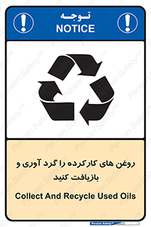تابلوی ایمنی روغن های کارکرده را  گرد آوری و بازیافت کنید – طرح 12327