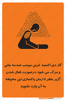 Safety sign: Carbon Dioxide Gas Can Cause Injury Or Death When Alarm Operates Do Not Enter Until Ventilated – design 12379