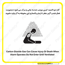 Safety sign: Carbon Dioxide Gas Can Cause Injury Or Death When Alarm Operates Do Not Enter Until Ventilated – design 12379