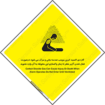 تابلوی ایمنی گاز دی اکسید کربن موجب صدمه جانی و مرگ می شود درصورت فعال شدن آژیر خطر تا زمان پاکسازی این محوطه به آن وارد نشوید – طرح 12379