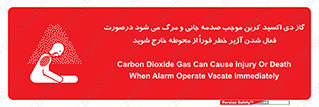 Safety sign: Carbon Dioxide Gas Can Cause Injury Or Death When Alarm Operate Vacate Immediately – design 12380