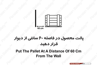 تابلوی ایمنی پالت محصول در فاصله 60 سانتی از دیوار قرار دهید – طرح 12444