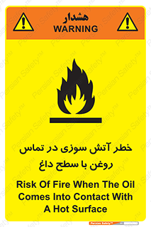 تابلوی ایمنی خطر آتش سوزی در تماس روغن با سطح داغ – طرح 12466