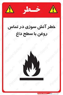 تابلوی ایمنی خطر آتش سوزی در تماس روغن با سطح داغ – طرح 12466