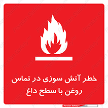 تابلوی ایمنی خطر آتش سوزی در تماس روغن با سطح داغ – طرح 12466