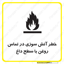 تابلوی ایمنی خطر آتش سوزی در تماس روغن با سطح داغ – طرح 12466