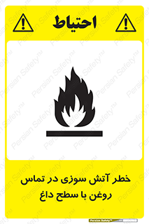 تابلوی ایمنی خطر آتش سوزی در تماس روغن با سطح داغ – طرح 12466