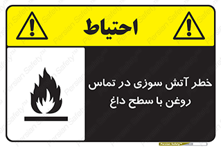 تابلوی ایمنی خطر آتش سوزی در تماس روغن با سطح داغ – طرح 12466