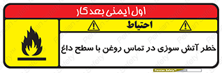 تابلوی ایمنی خطر آتش سوزی در تماس روغن با سطح داغ – طرح 12466