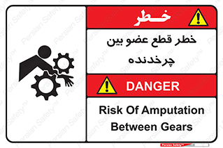 Safety sign: Risk Of Amputation Between Gears – design 12554